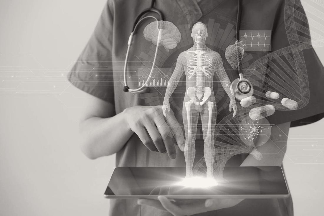Clinician with skeletal imaging technology